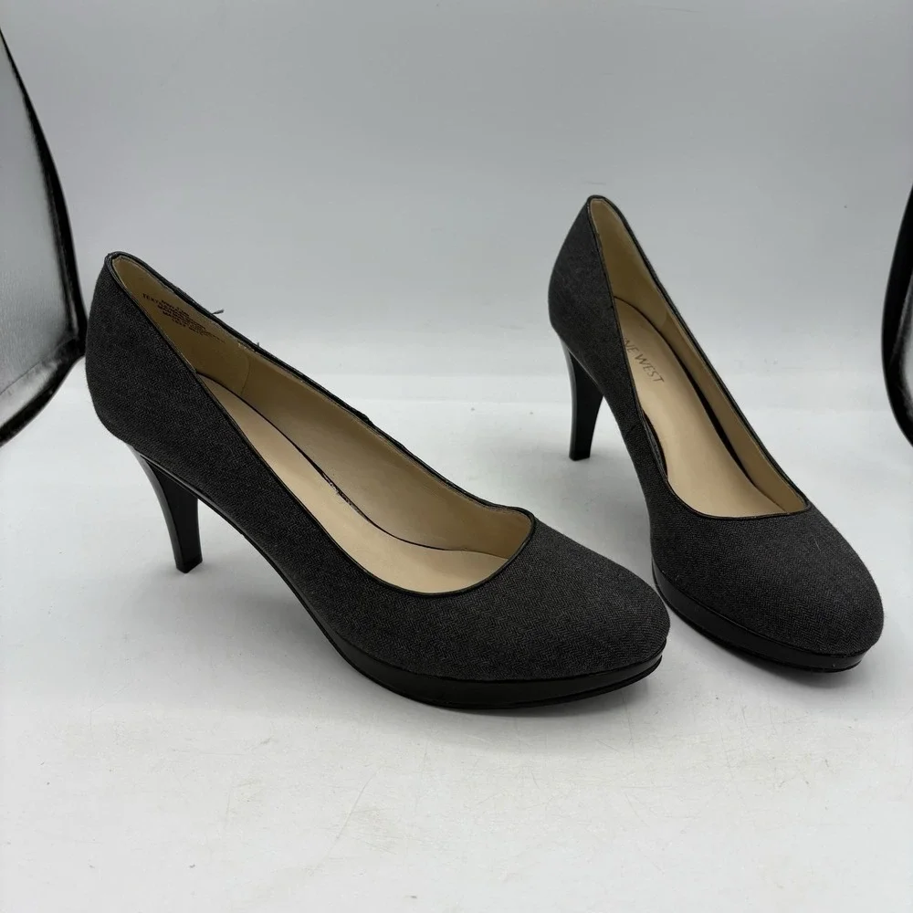 Nine West Shoes Womens Size 7.5 M Ashdown Charcoal Black Gray Heel Pumps
